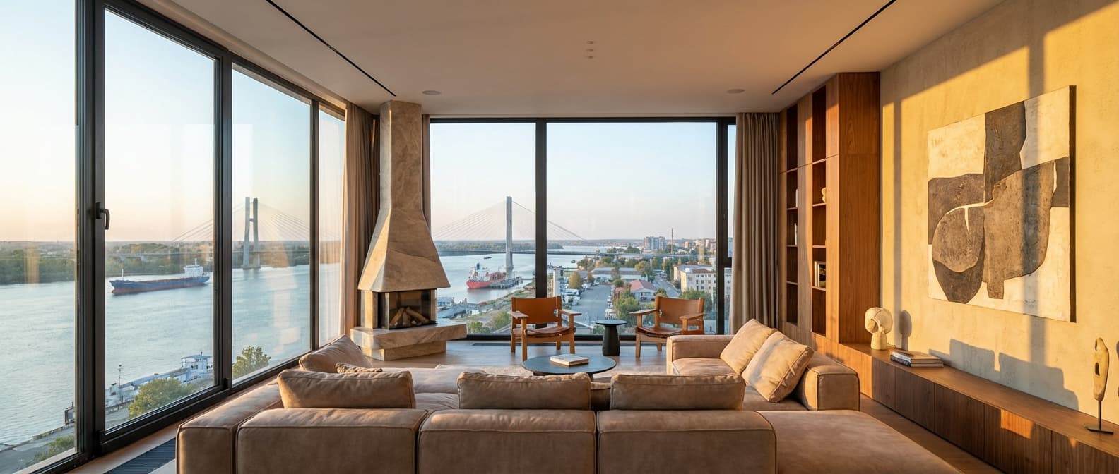 Interior modern cu ferestre mari